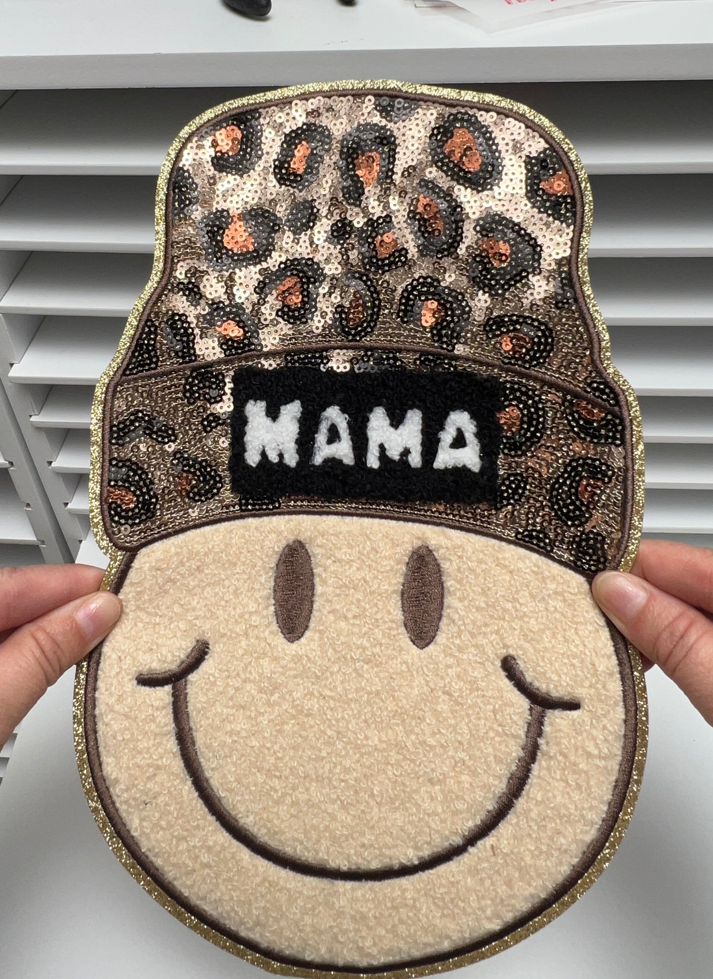 Mama Smiley - Ready to Press Chenille & Sequin Patch