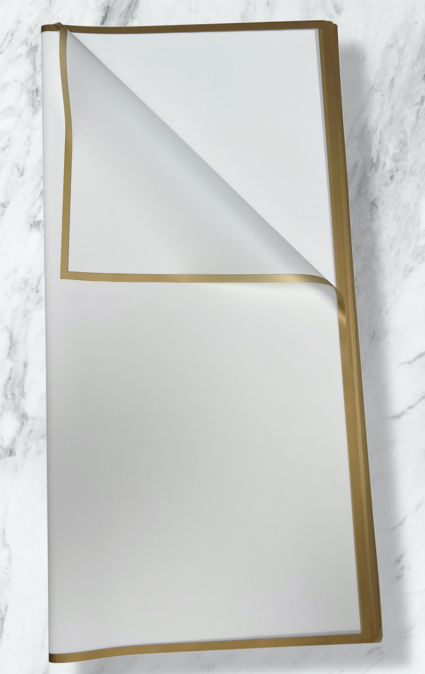 White Solid Color Gold Edge Korean Paper