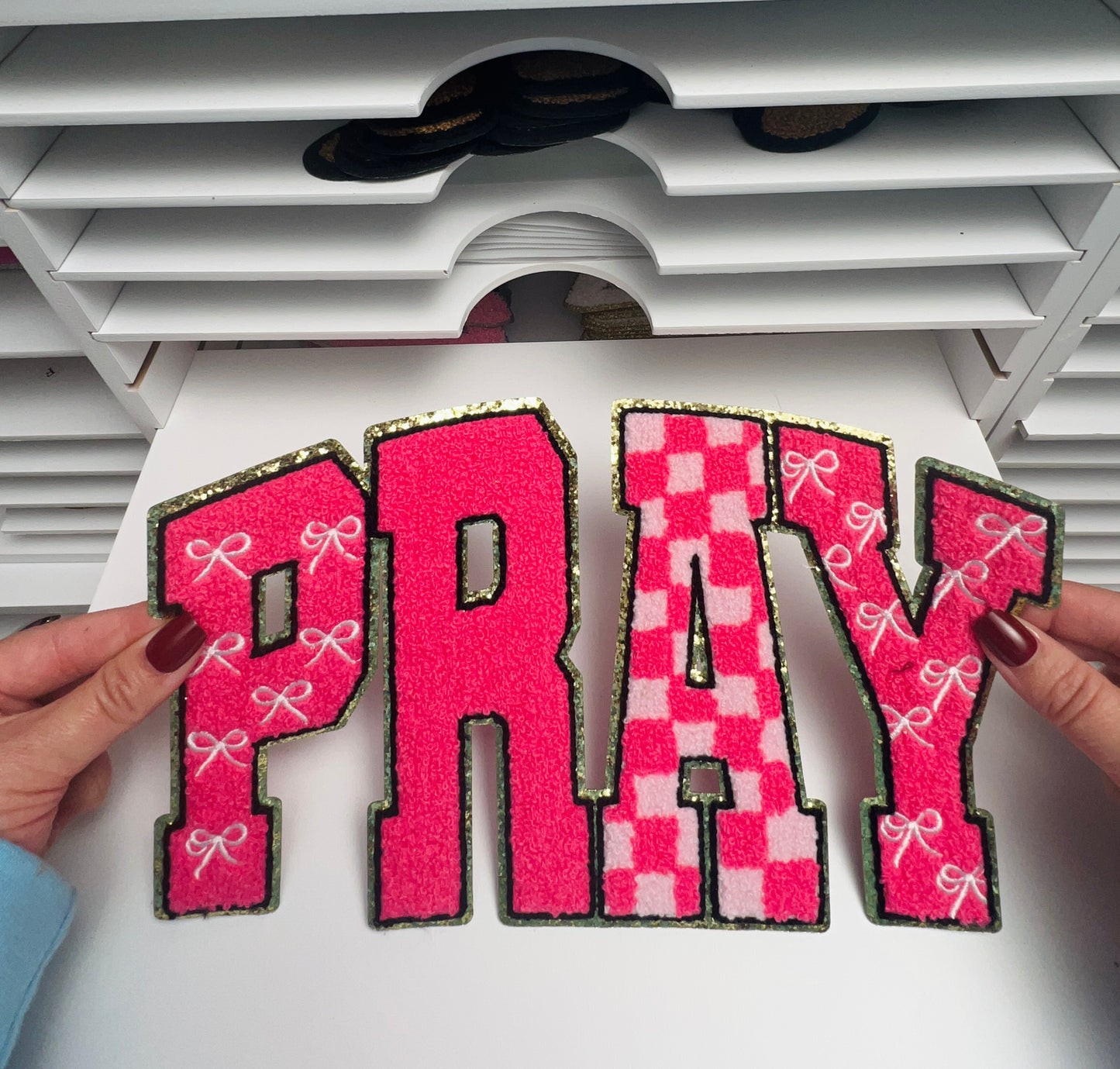 PRAY Pink - Ready to Press Chenille Patch