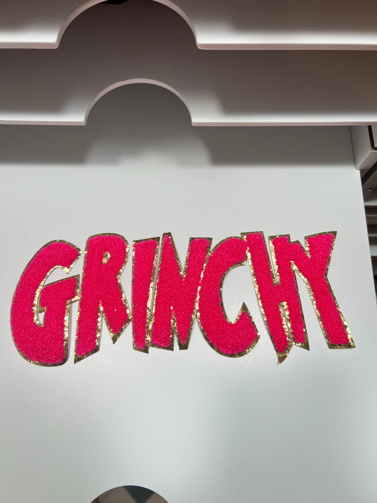 Pink Grinchy- Chenille Patch - Ready to Press