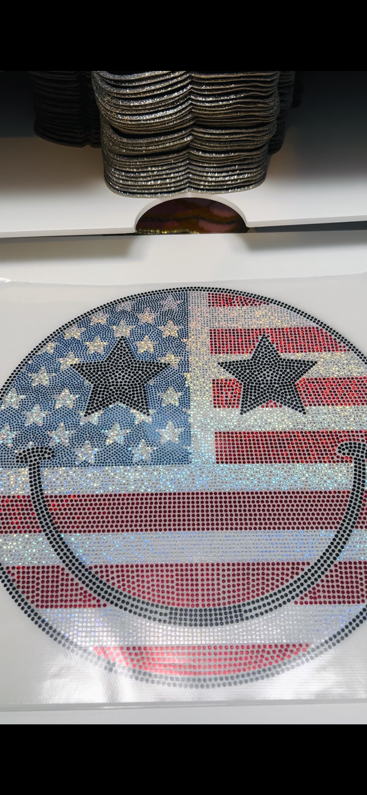 Sparkle USA Flag Smiley | Spangle Transfer