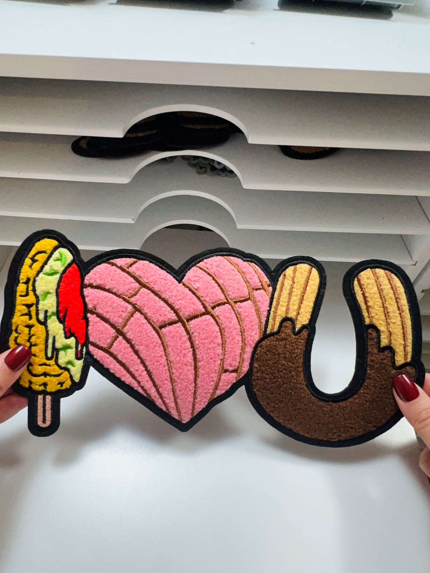 I Heart You Elote Concha Churro - Ready to Press Chenille Patch