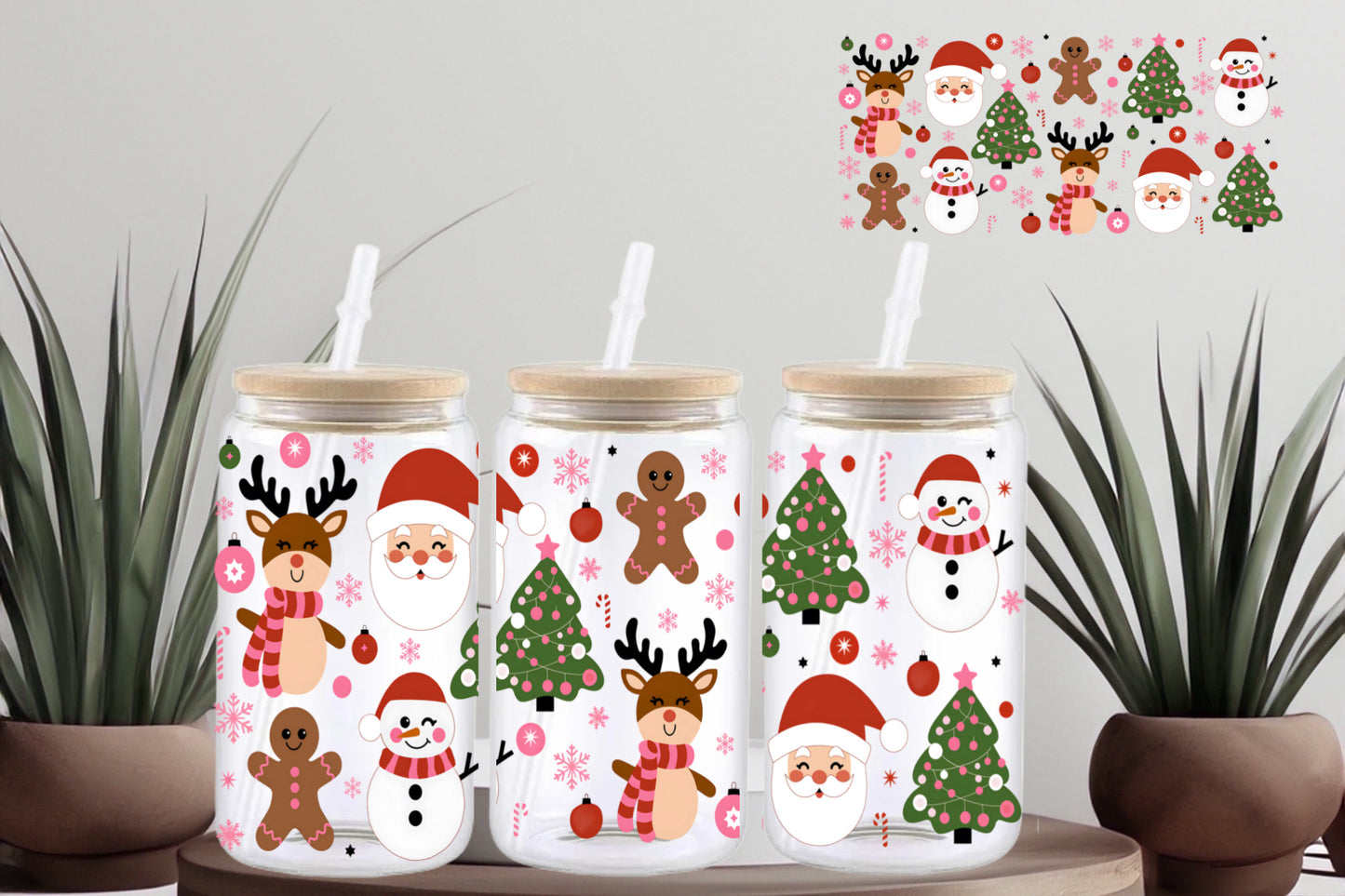 Christmas Santa Cup Wrap - 16oz