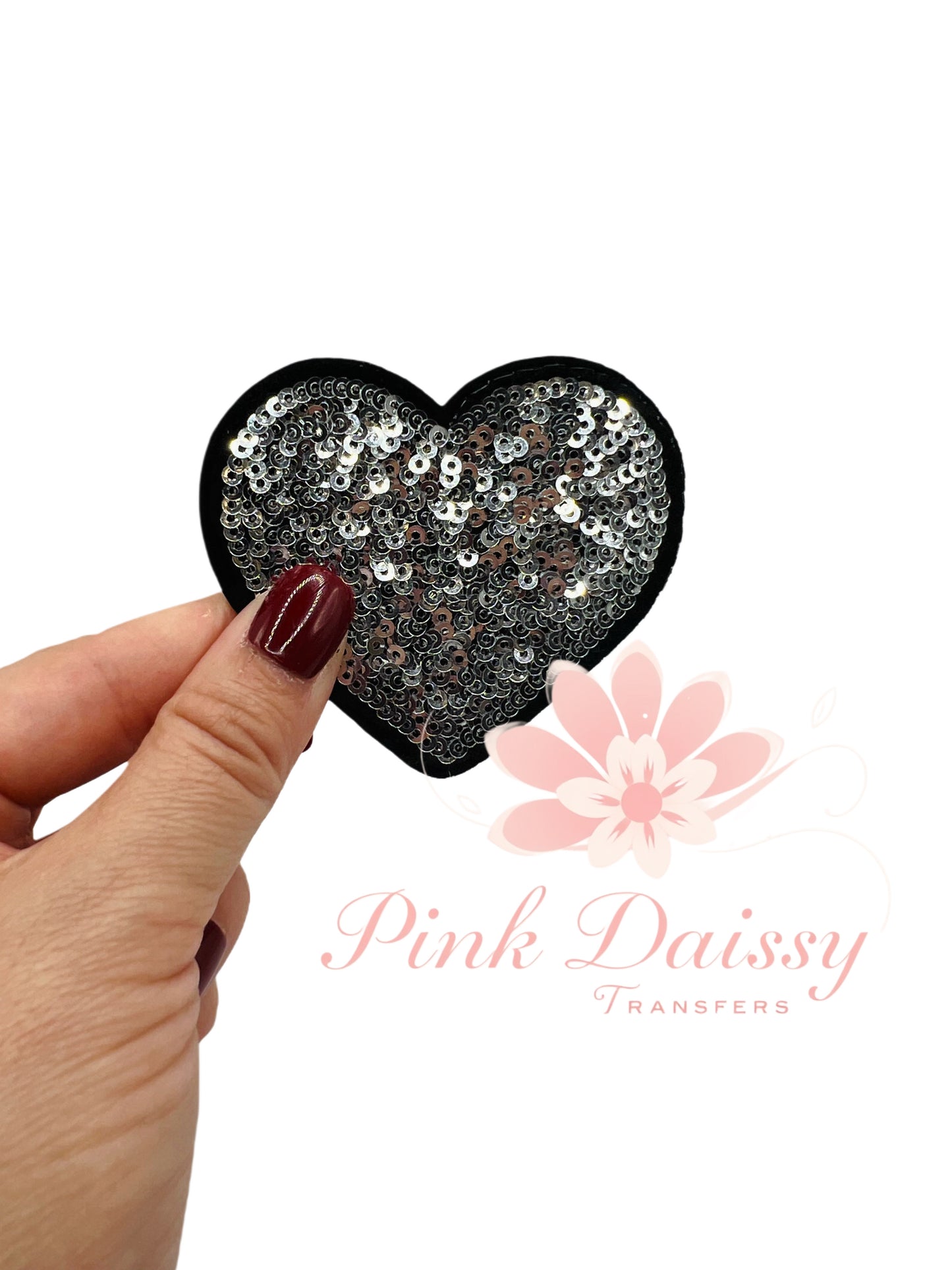 Silver Heart - Sequin Patch