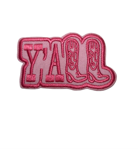 Pink Y’ALL Cowboy Boots- Embroidered Patch
