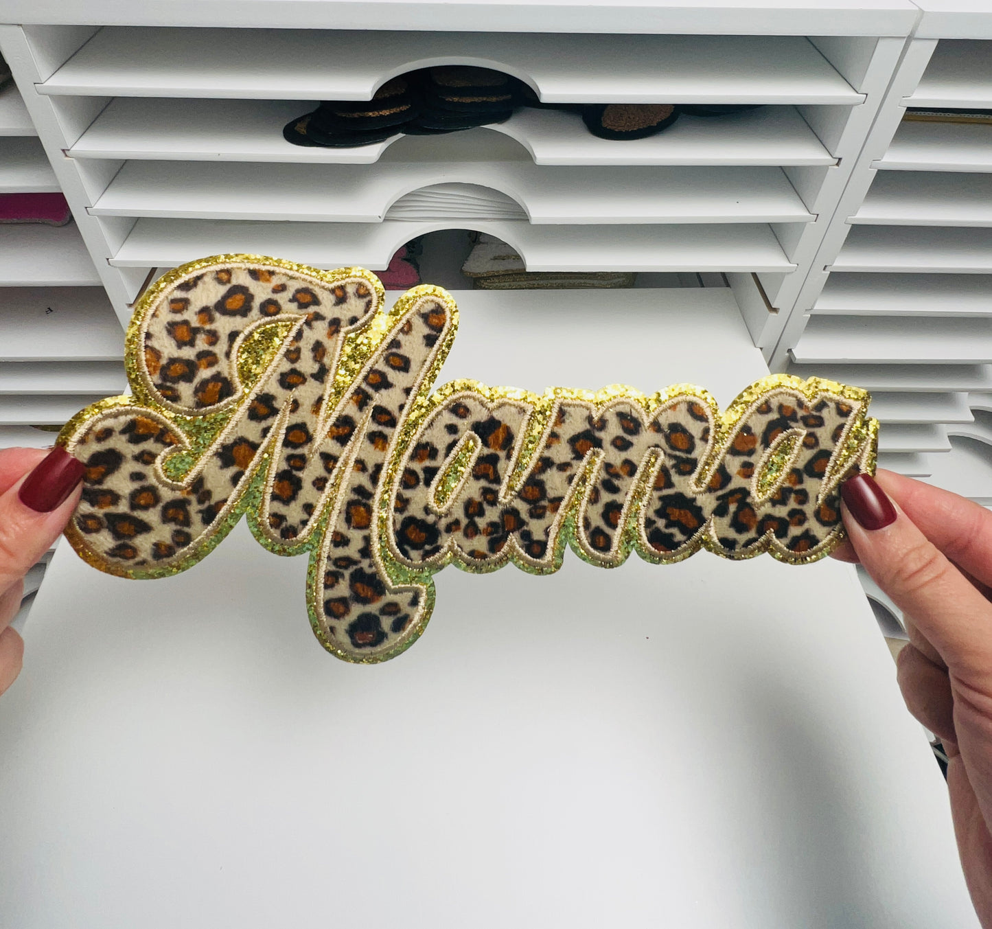 Cheetah Mama- Ready to Press Chenille Patch