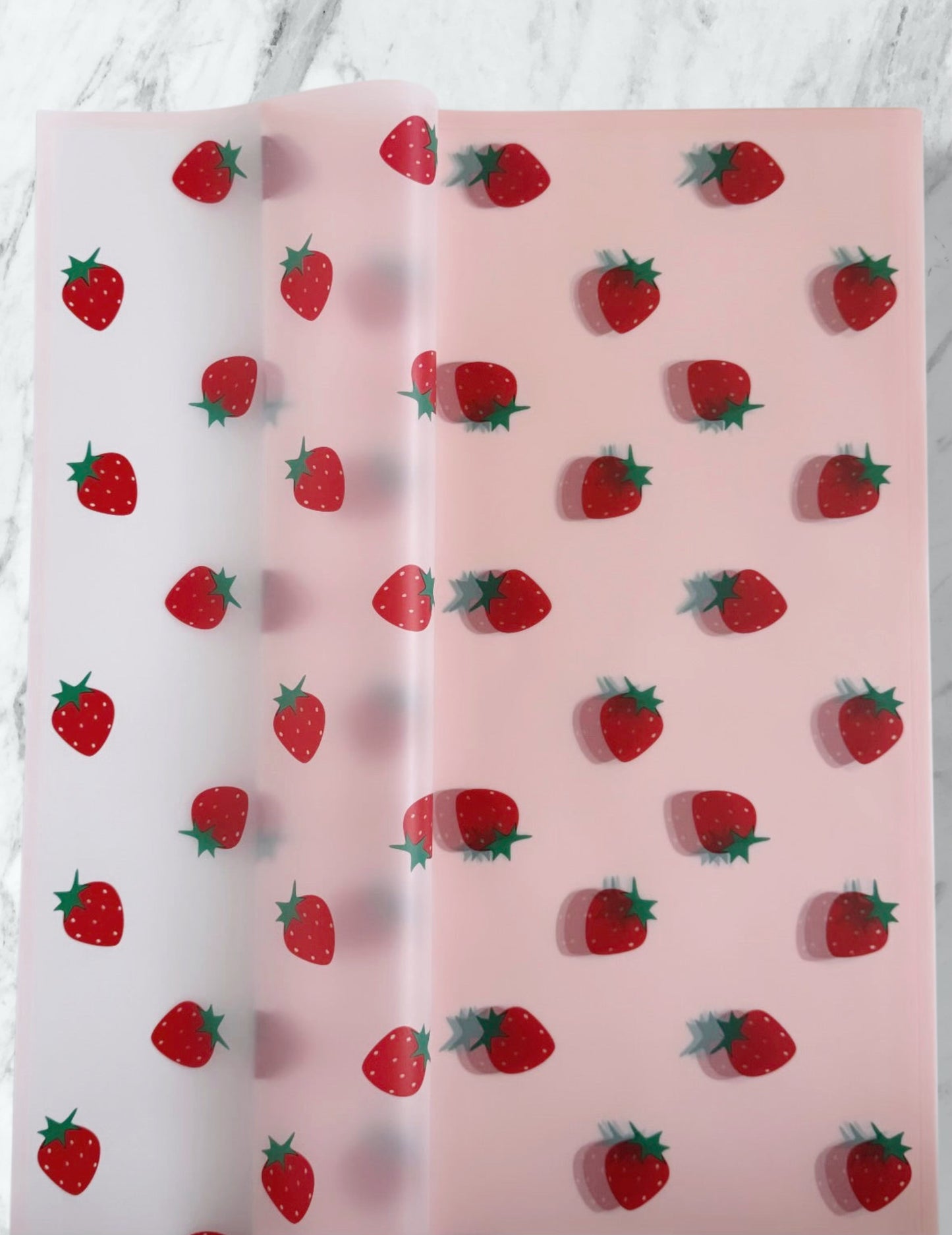 Pink Strawberry Print Korean Paper
