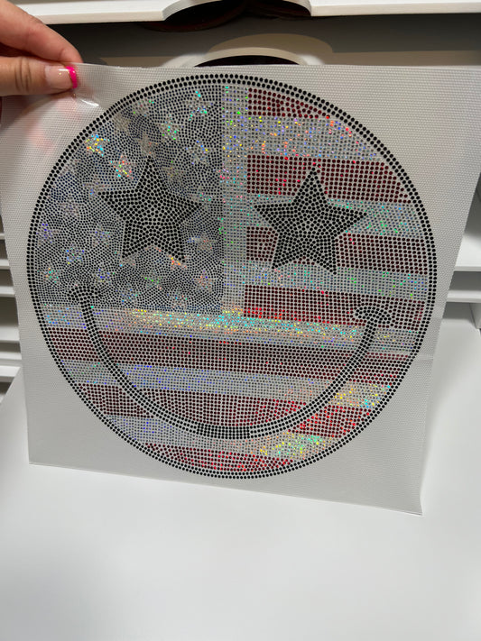 Sparkle USA Flag Smiley | Spangle Transfer