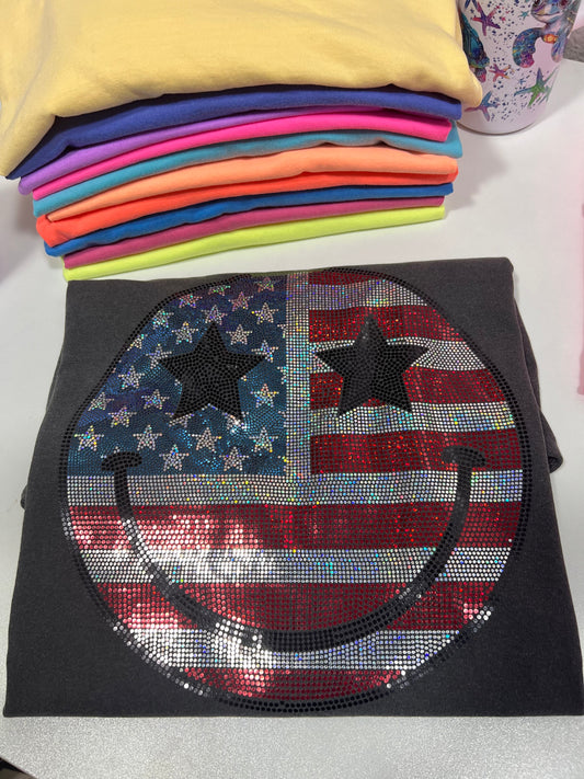 USA Flag Smiley Tee