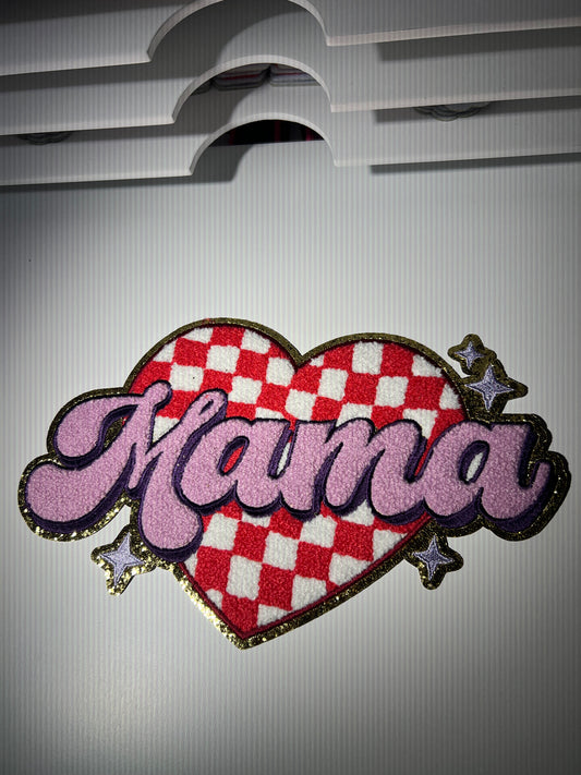 Mama Checkered- Chenille Patch - Ready to Press