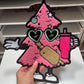 Pink Christmas Tree- Chenille Patch - Ready to Press