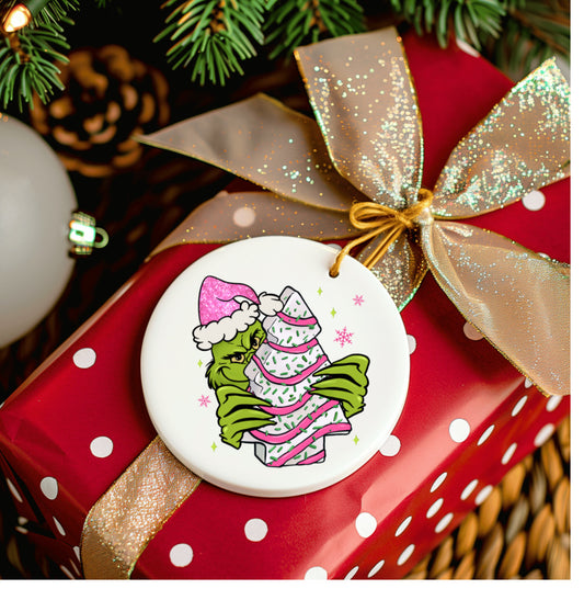Grinch Tree Cake  UV Ornament Decal - 2.5”
