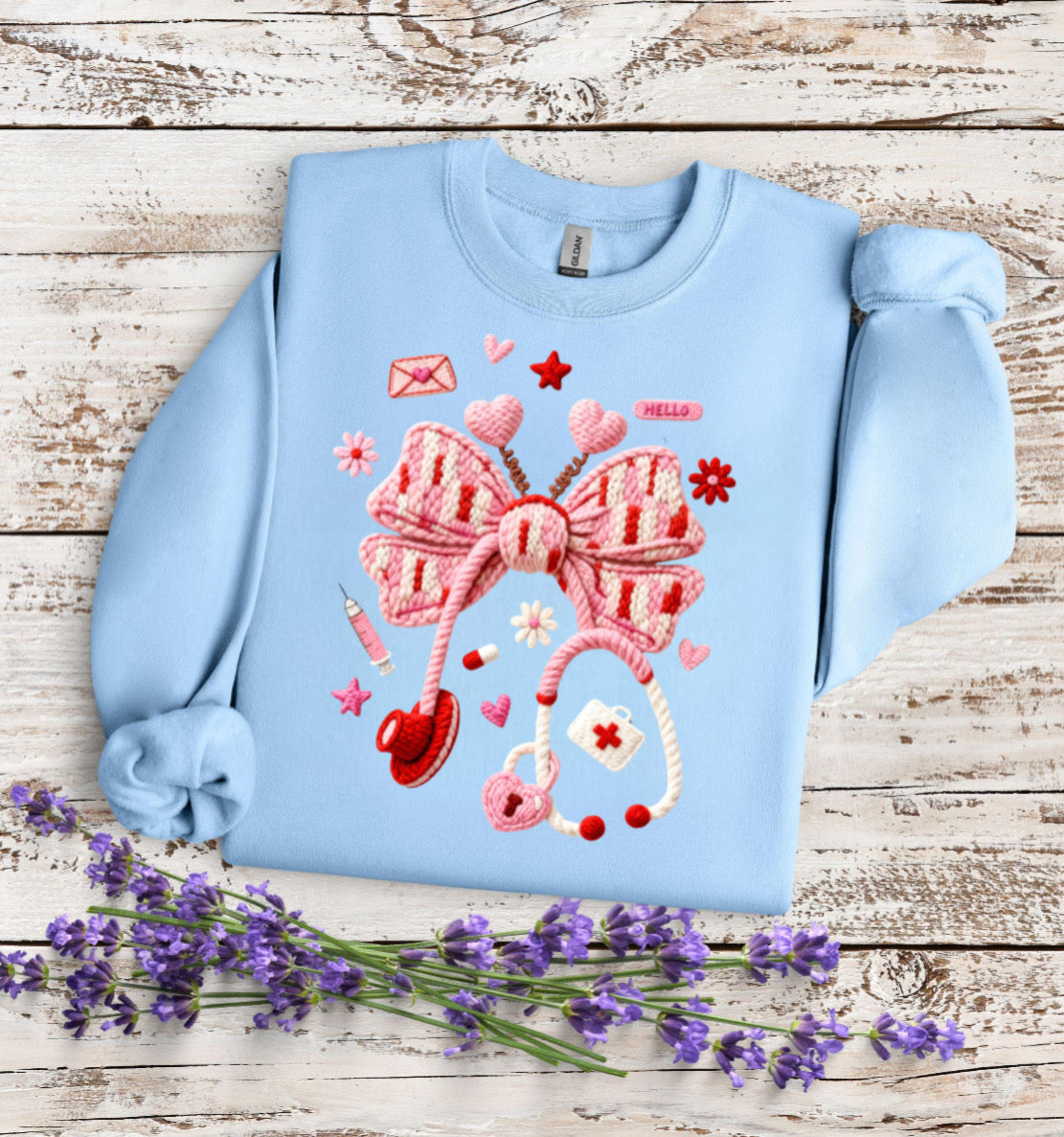 Nurse Valentine Stethoscope Bow - DTF