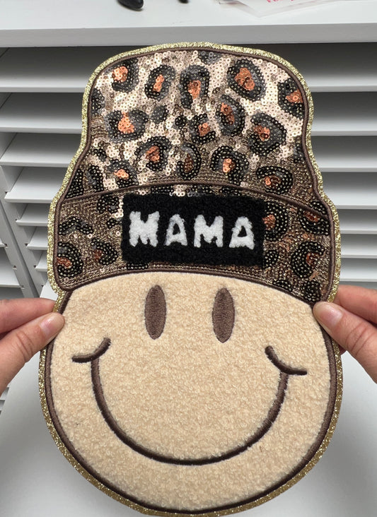 Mama Smiley - Ready to Press Chenille & Sequin Patch