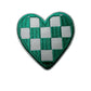 Teal & White Checkered Heart - Embroidered Patch