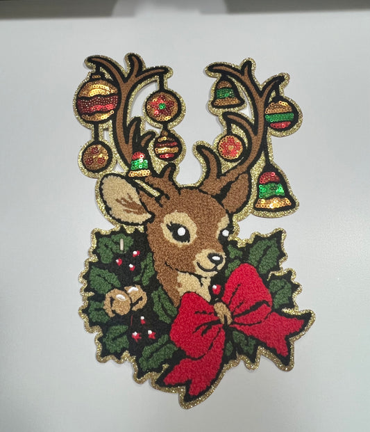 Ornament Reindeer - Ready to Press Chenille Patch