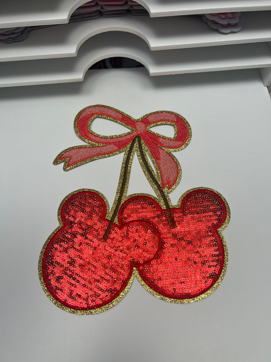Cherry Mouse - Sequin Patch - Ready to Press