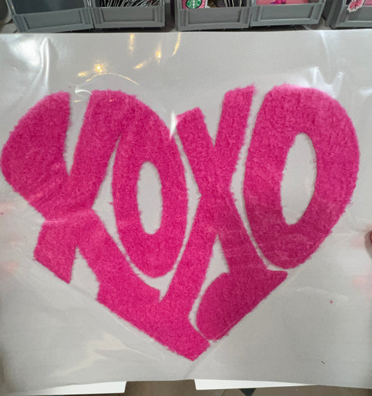 Xoxo Pink Heart- FLUFFY Iron On Patch