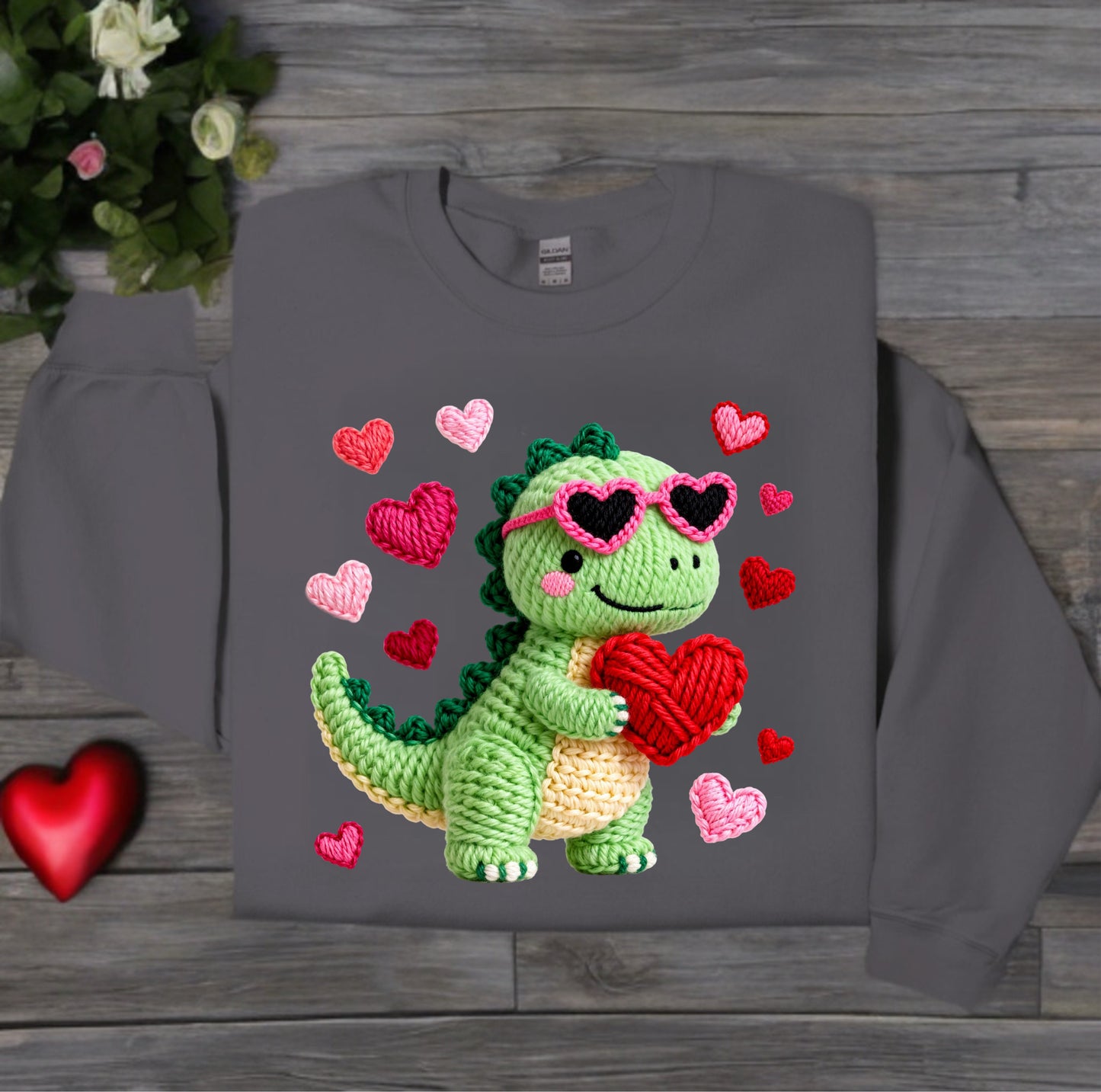 T-Rex Valentine Hearts - DTF
