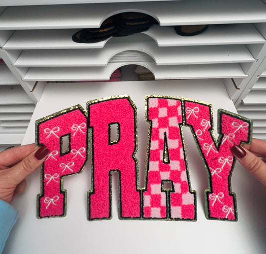 PRAY Pink - Ready to Press Chenille Patch