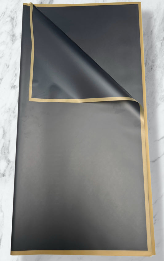 Black Solid Color Gold Edge Korean Paper