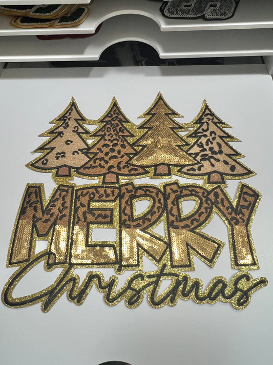 (Copy) Merry Christmas Gold Tree- Ready to Press Sequin Patch