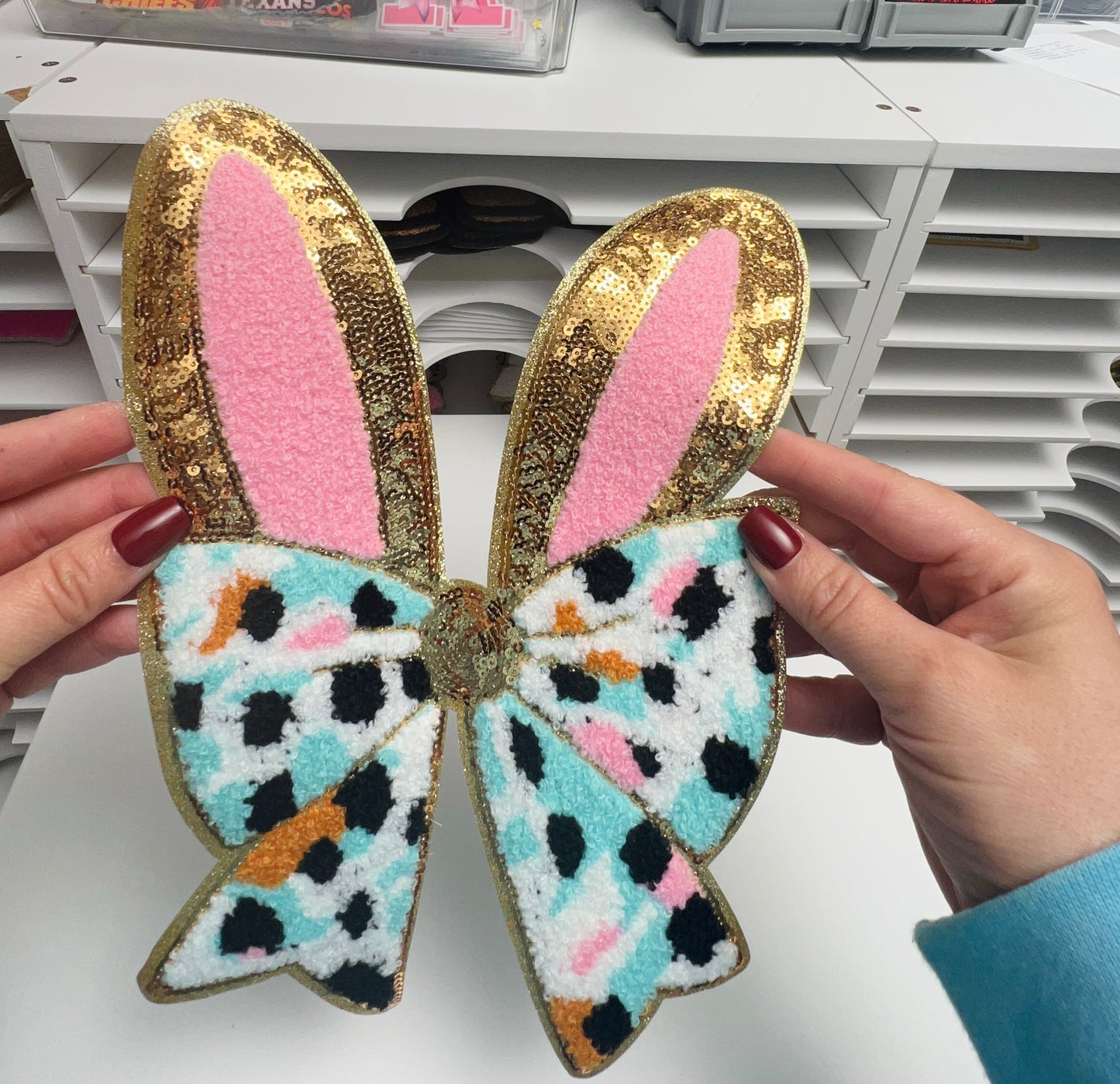 Bunny Easter Ears- Ready to Press Chenille Patch