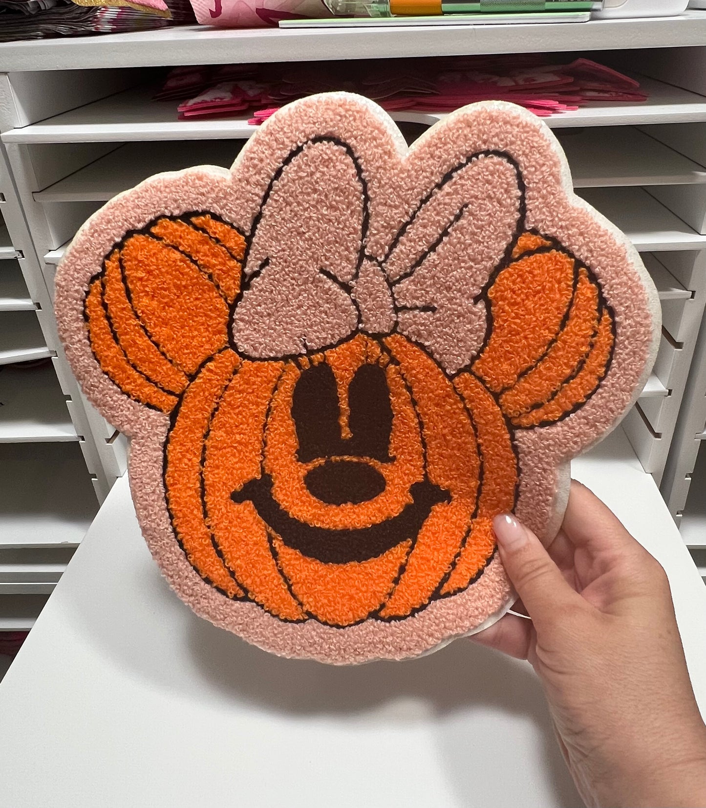 Pumkin Mouse Coquette- Chenille Patch - Ready to Press