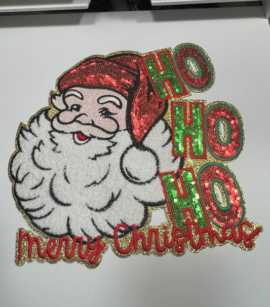 Santa Ho Ho Ho- Ready to Press Sequin Patch