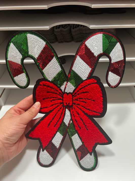 Candy Cane - Sequin Patch - Ready to Press