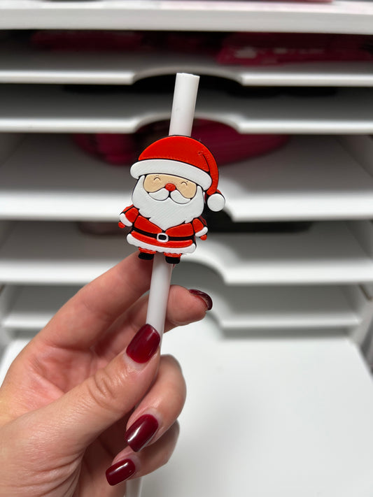 Santa 3D Straw Toppers (Standard Size) Straw Not Included