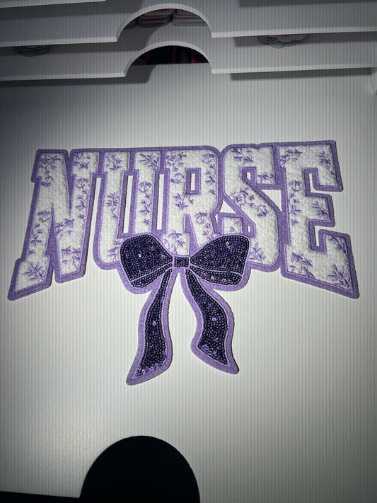 Nurse Bow - Chenille Patch - Ready to Press