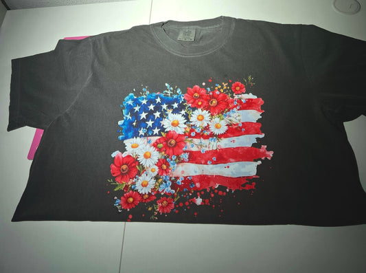 USA Floral Flag Tee