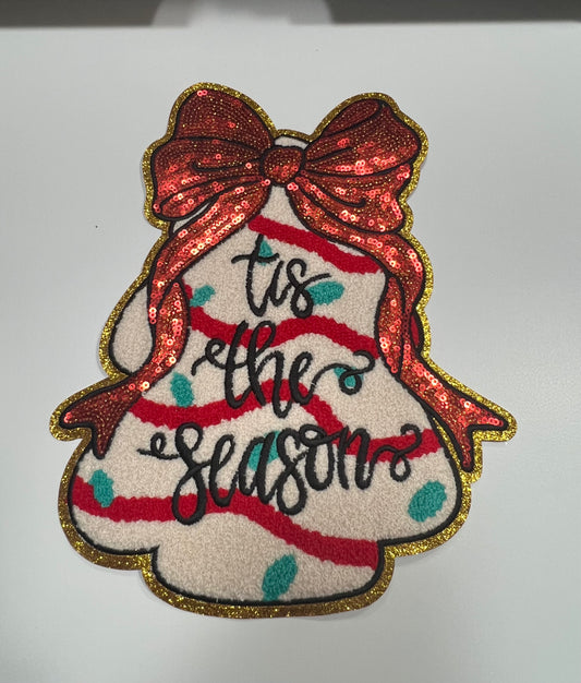 Christmas Tree Cake Coquette- Ready to Press Chenille Patch