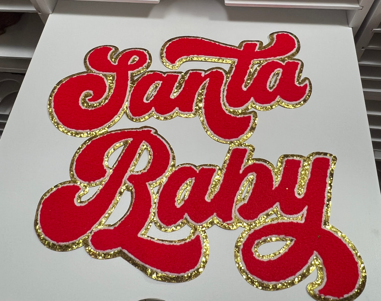 Red Santa, baby- Ready to Press Chenille Patch