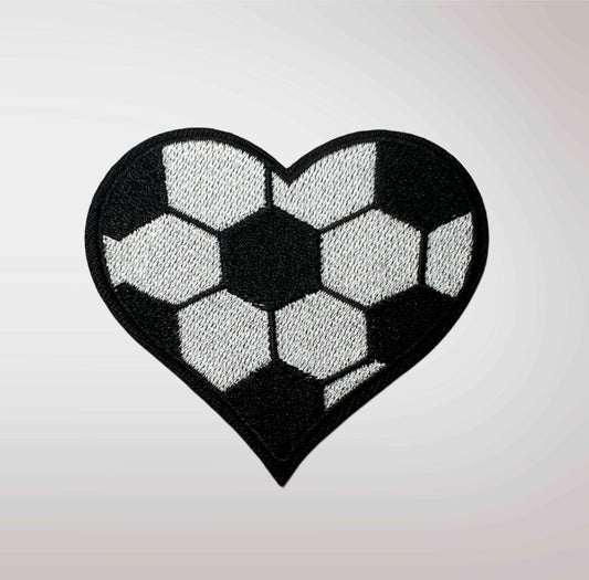Soccer Print Heart- Embroidered Patch