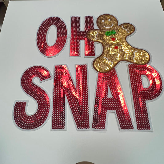 Gingerbread Oh Snap- Ready to Press Sequin Patch