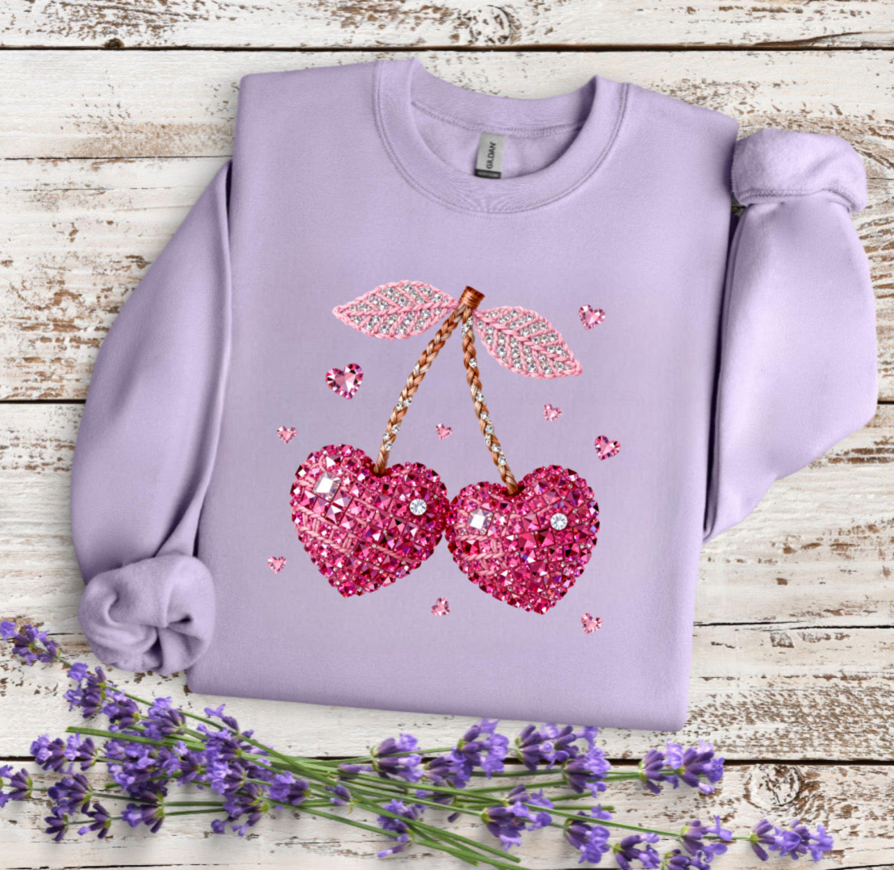Cherry Sparkle Hearts - DTF