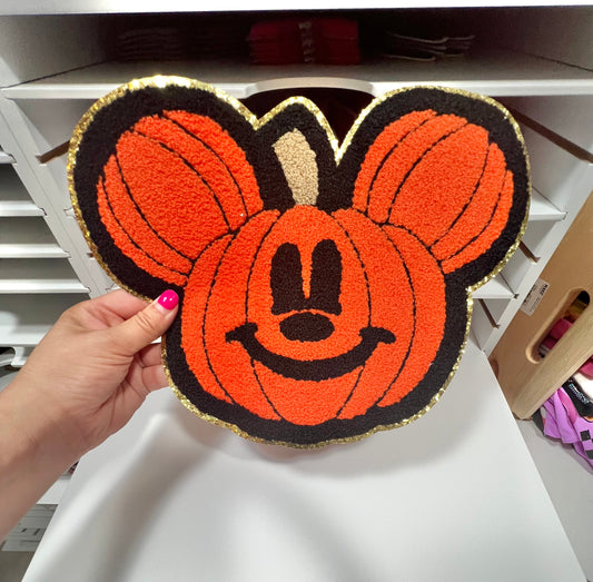 Pumkin Mouse - Chenille Patch - Ready to Press