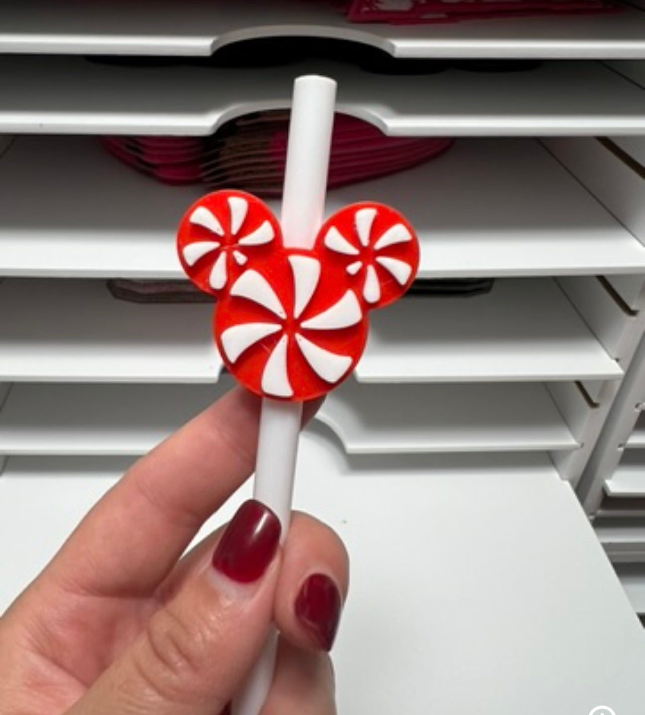 Mouse Peppermint Candy 3D Straw Toppers (Standard Size) Straw Not Included