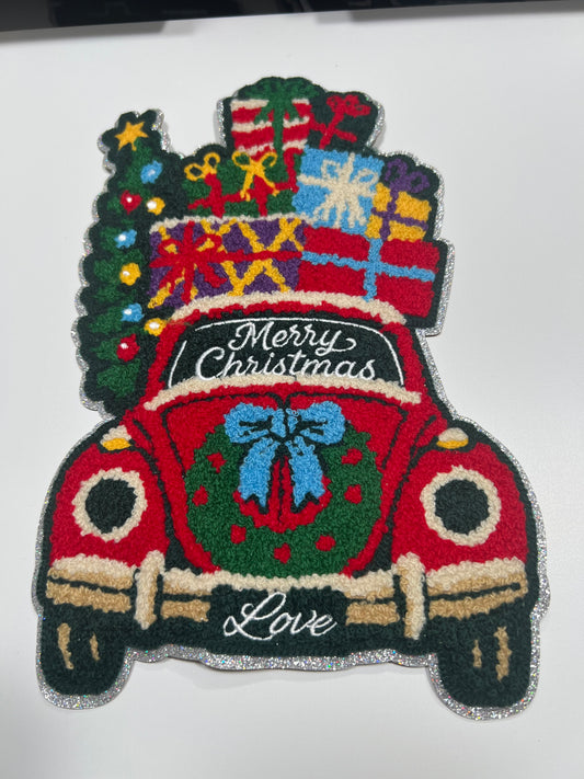 Vintage Christmas Car - Ready to Press Chenille Patch