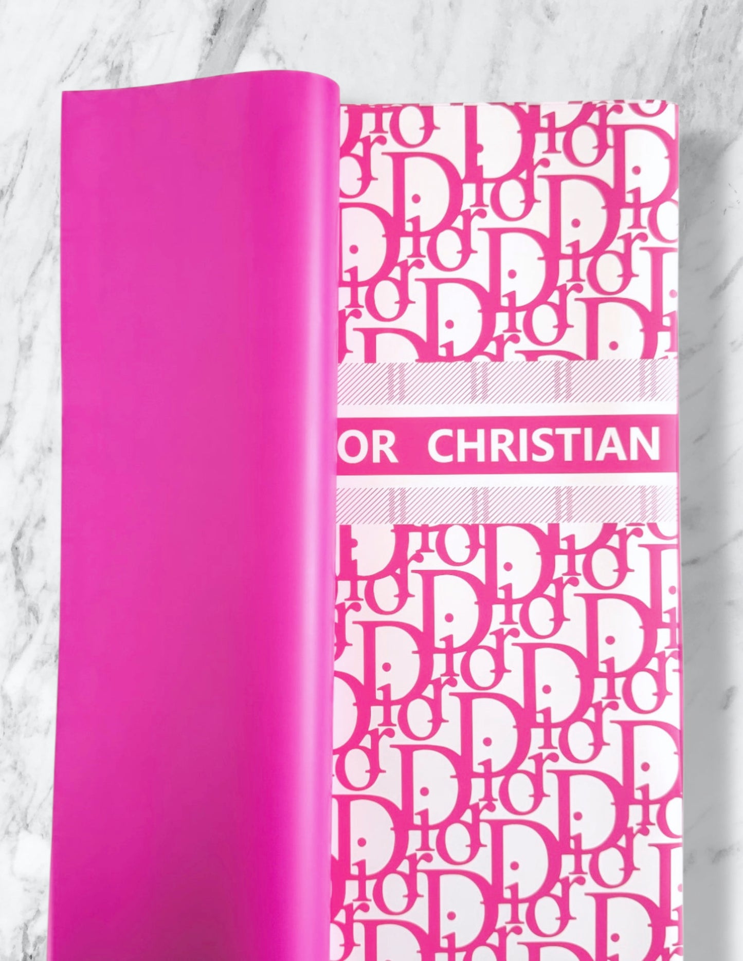 Hot Pink & White Dr Print Korean Paper