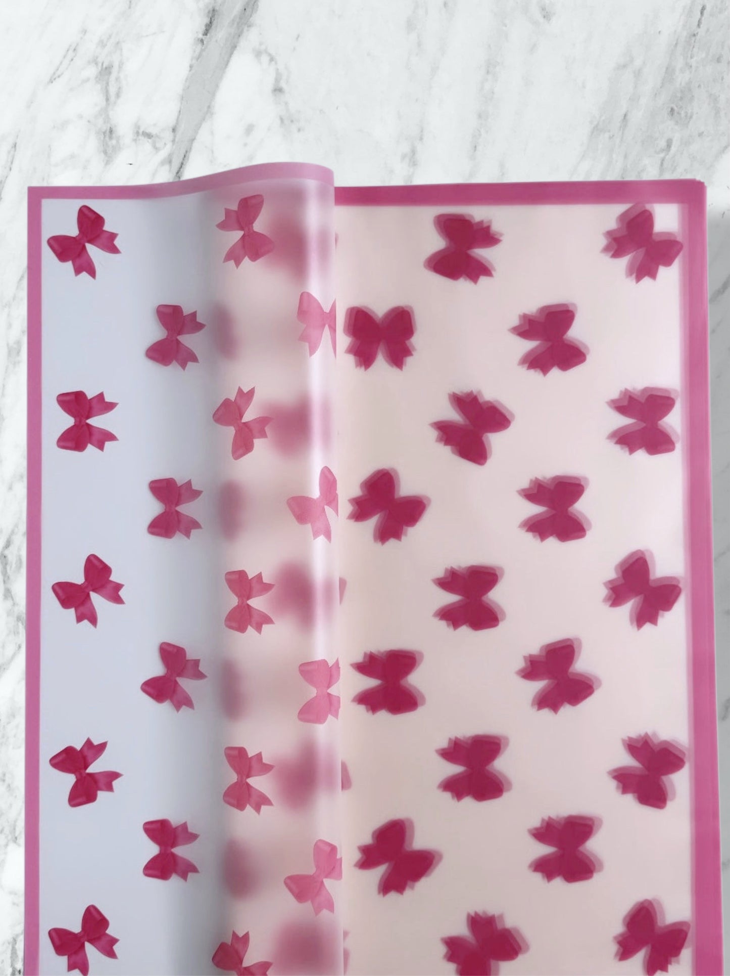 Pink Bow Pink Border Print Korean Paper