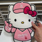 Pink Baseball Kitty- Chenille Patch - Ready to Press