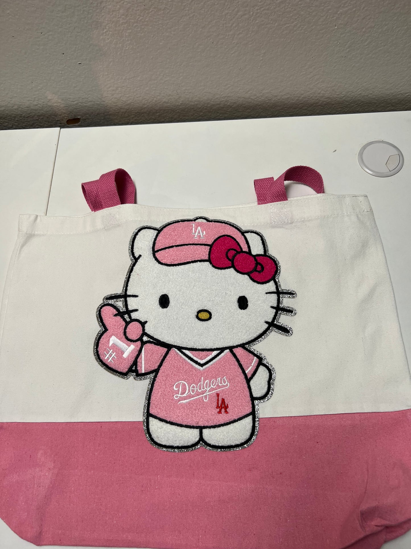 Pink Kitty Baseball Tote Bag