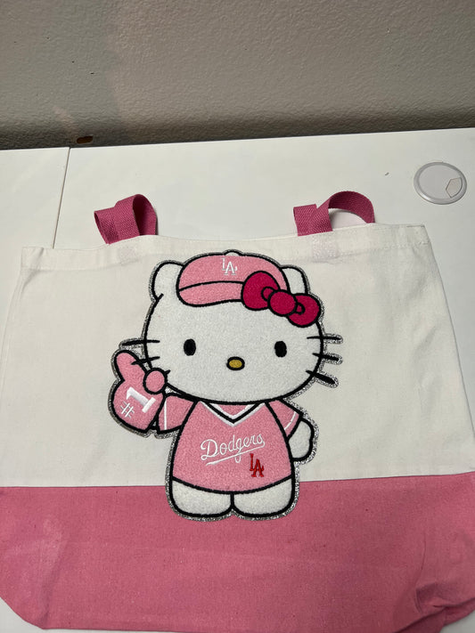 Pink Kitty Baseball Tote Bag