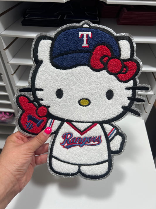 Texas Rangers Baseball Kitty- Chenille Patch - Ready to Press