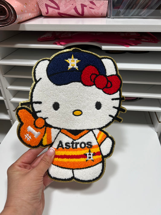 Astros Baseball Kitty- Chenille Patch - Ready to Press